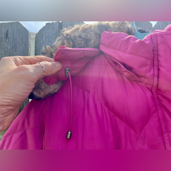 Petite Lands' End Faux-Fur Hood Down Winter Coat Size L/P 14-16 - Picture 12 of 16